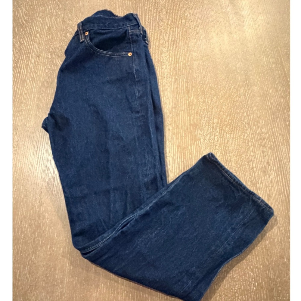 Levis 501 Mens Jeans 35x32 Dark Wash Straight Leg Button Fly Denim